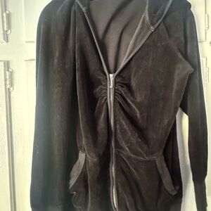 Juicy Couture Black Velour Teddy Zip Hoodie